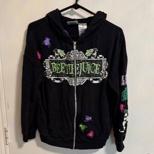 Beetlejuice Women’s Small Graphic Print Long Sleeve Full‎ Zip Hoodie Embroidered